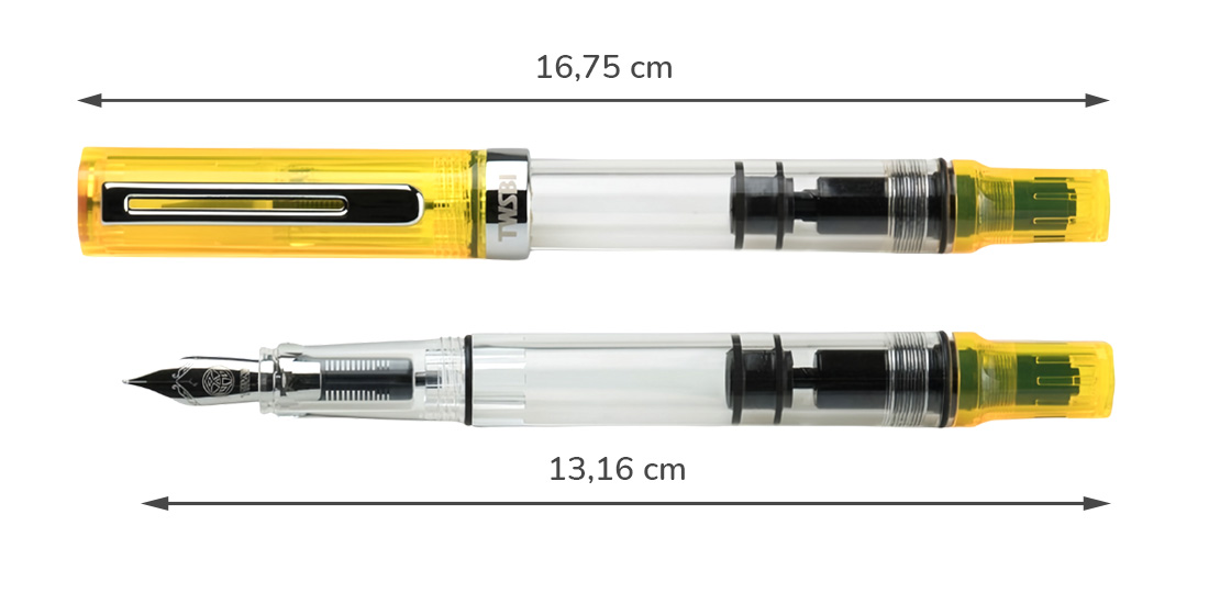 TWSBI pistove pero_transparent yellow rozmer